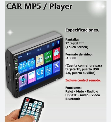 Reproductor Pantalla Tactil De Carro Car Mp5 Player