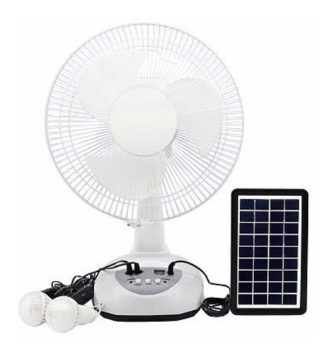 Ventilador 12 Recargable 120v O Solar / Bombillos / Usb.