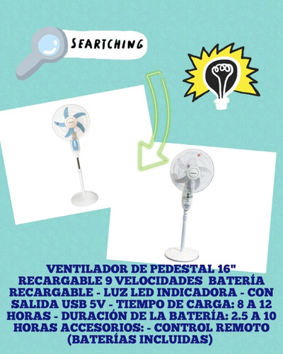 Ventilador 16 Recargable