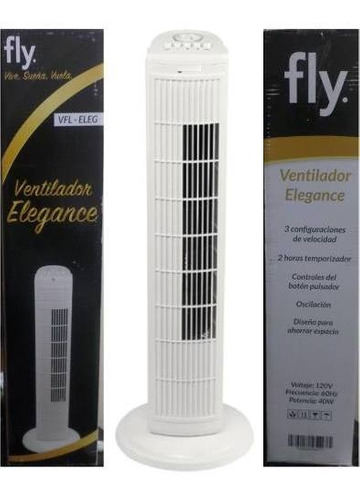 Ventilador Fly Tipo Torre Blanco Silencioso 3 Velocidades