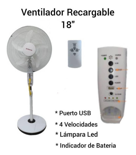 Ventilador Recargable 18 Pedestal