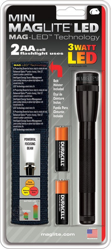 Linterna Led Maglite 2aa Negra Con Forro Nylon En Blister