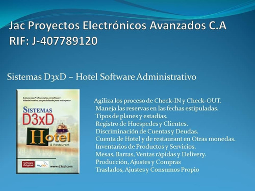 Sistema De Facturación D3xd - Hotel Software Administrativo