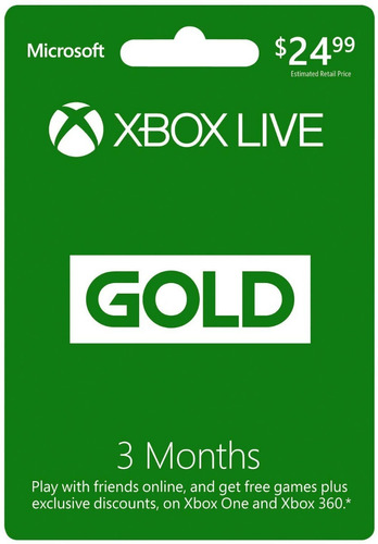 Xbox Live Gold, Membresía 3 Meses Xbox One 360 Multiregión