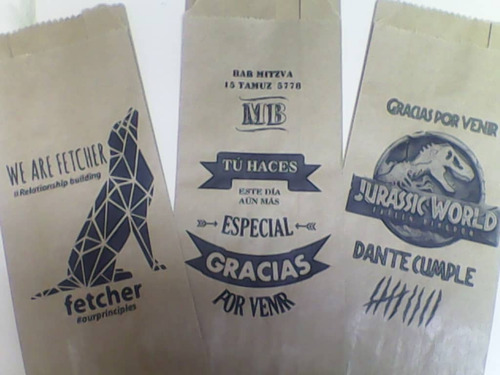 Bolsas Papel Kraf Personalizadas Cotillones- Precio X 100und