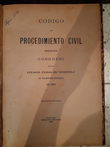 Codigo Procedimiento Civil Estados Unidos De Venezuela 