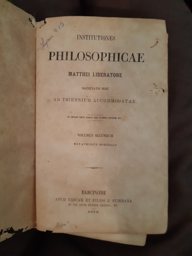 Institutiones Philosophicae M. Liberatore Barcinone 