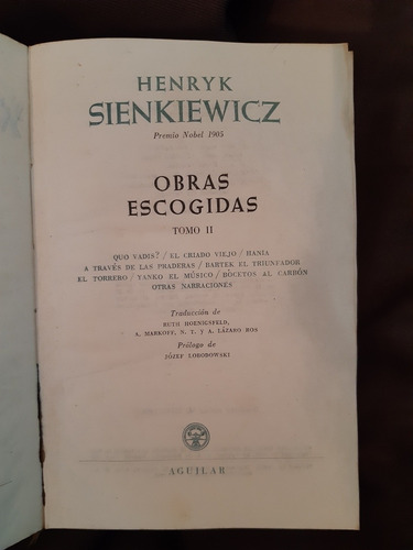Obras De Henryk Sienkiewicz Tomo 2 Aguilar Madrid 