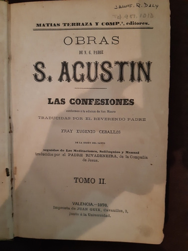 Obras De San Agustin Eugenio Ceballos Tomo 2 Valencia 