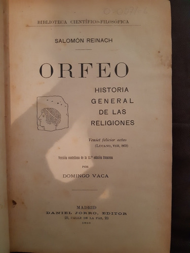 Salomon Reinach Orfeo Historia De Las Religiones Madrid 