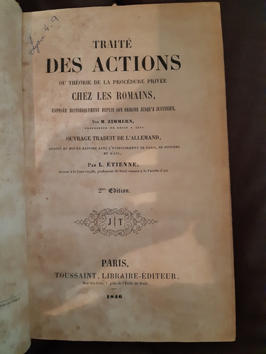 Traité Des Actions L Étienne Paris 