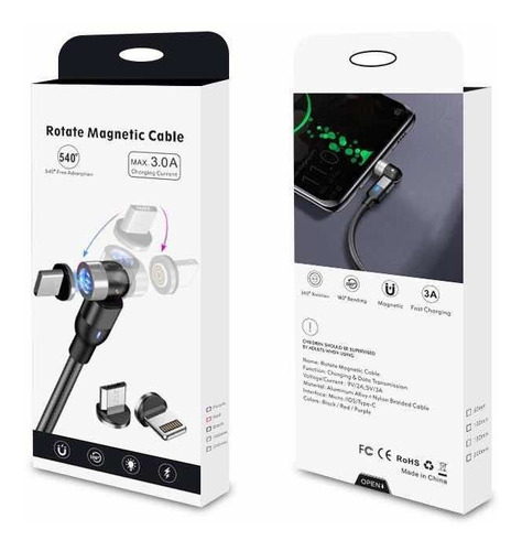 Cable Cargador Giratorio 3 En 1 Android,tipo C, Apple