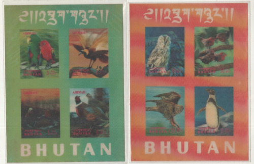 Estampilla 3d Aves Bhutan Butan 