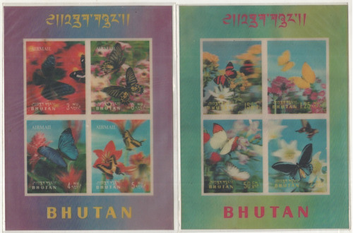 Estampilla 3d Mariposas Bhutan Butan 