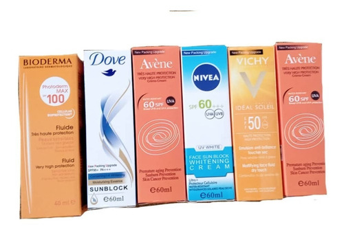 3cremas Protector Solar Facial Vichy Dove Nivea Avéne