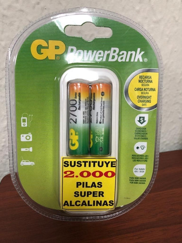 Cargador Bateria Gp Powerbank 2 Aa /aaa Nimh + 2 Aa  Mah