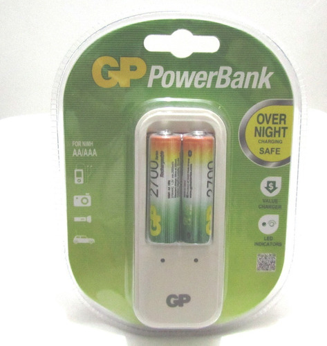 Cargador Gp Con 2 Baterias Aa  Recargables
