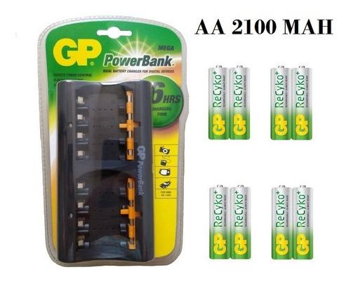 Cargador Gp Con Baterias Aa Recyko De 2100 Mah Gp Garantiza