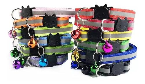 Collar Para Gatos Abre Fácil Reflectivo Con Cascab Elastico