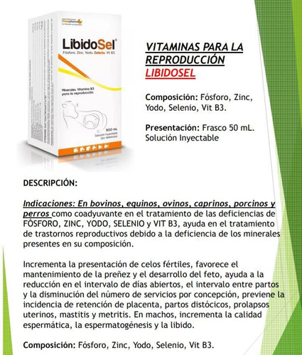 Libidosel, Vitamina Para La Reproduccion Animal