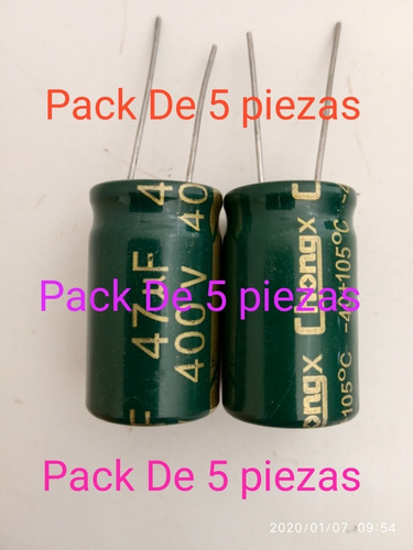 Pack De 5 Uni Condensadores Electrolitico 47uf 400v Low Esr