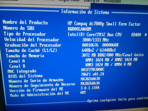 Procesador Hp Intel Core+pantalla+teclado+2 Ratones Hp