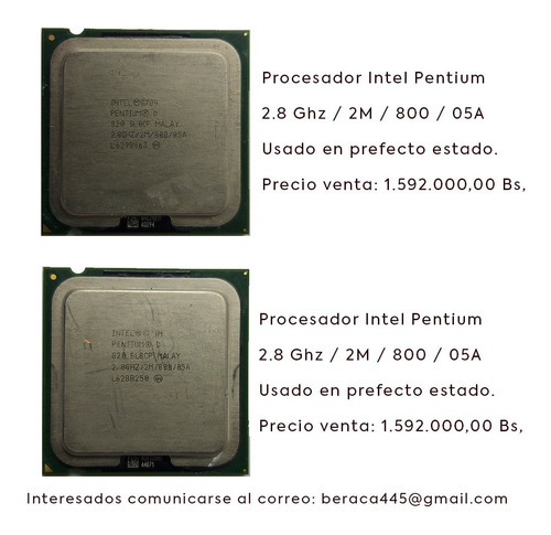 Procesador Intel Pentium 2.8 Ghz / 2m / a