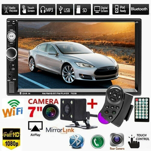 Reproductor Tactil Doble Din 7 Pulgadas Bluetooth Con Camara