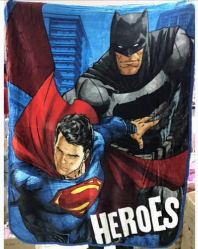 Cobija Superman Y Batman Piel De Durazno 1.40cm X 1mtr 12v