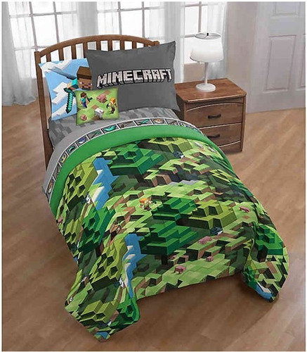 Minecraft Cubrecama Edredon Individual Niños Reversible