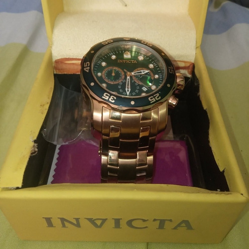 Reloj Invicta Japonés Acero Inoxidable Chapado En Oro 18k