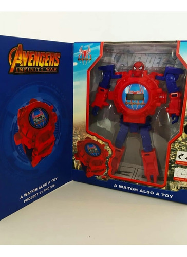 Reloj Robot Superheroe Niños Spiderman Hulk Capitan America