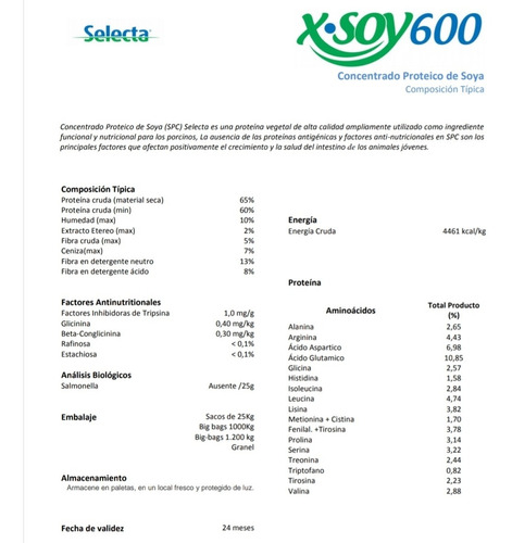 Concentrado Proteico Xsoy-600 X 25 Kgs Uso Animal