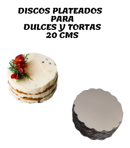 Discos Plateados Para Torta Ingra De 20 Cms (50 Und)