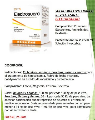 Electrosuero, Suero Revitalizante Para Animales