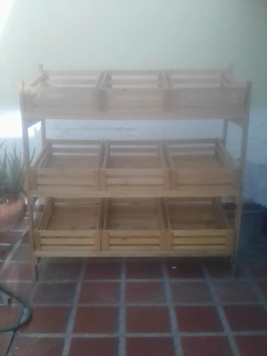 Exhibidor De Verduras Y Frutas En Madera Fina