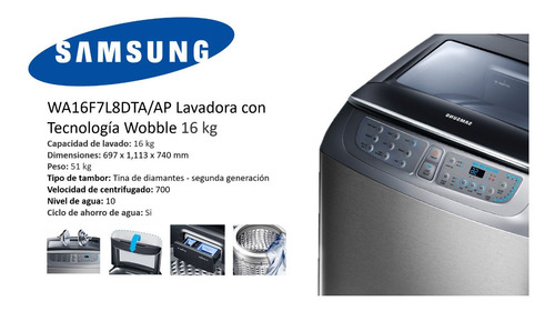 Lavadora Samsung 16 Kg Wobble Digital Nueva Acero Inox