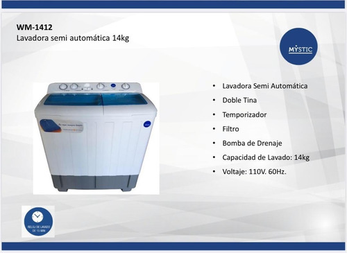 Lavadora Semi Automatica 14kl Mystic