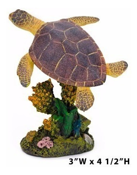 Penn Plax Adorno Resina Tortuga En Coral 7x11 Cms X 2 Unida