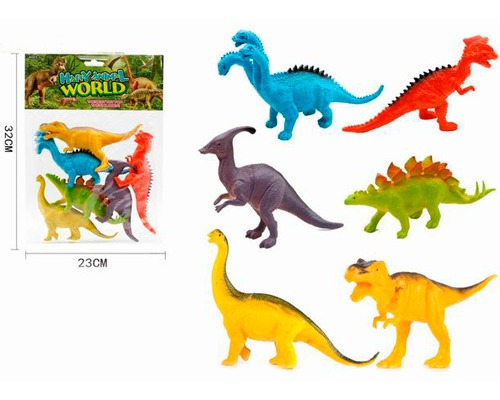 Set De Dinosaurios Happy Animal World 6-pack