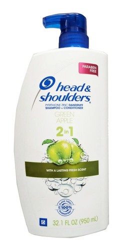 Shampoo Head & Should Green Apple 2en1 Importado 950ml 18v