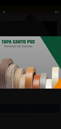Tapa Canto Pvc 22mm Blanco, Negro, Rojo,colores Madera Super