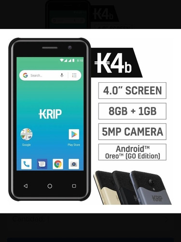 Telefono Krip K4b Android Dual Sim 8gb Rom 1gb Ram,