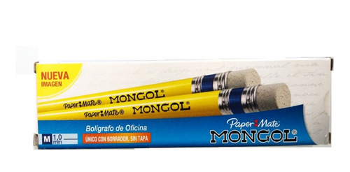 Bolígrafo Mongol Color Azul Con Borrador (pack De 12 Cajas)