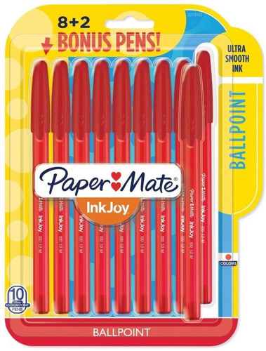 Bolígrafos Paper Mate Inkjoy - Tinta Roja - 20 Bolígrafos