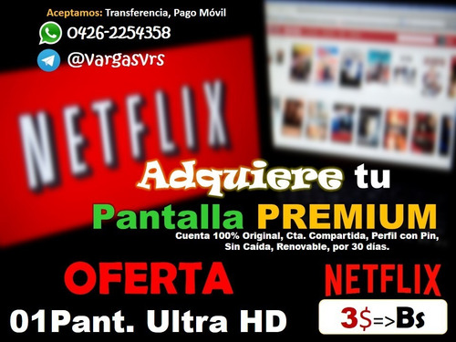 Cuenta Pantalla Originales Neflix Premium Ultra Hd