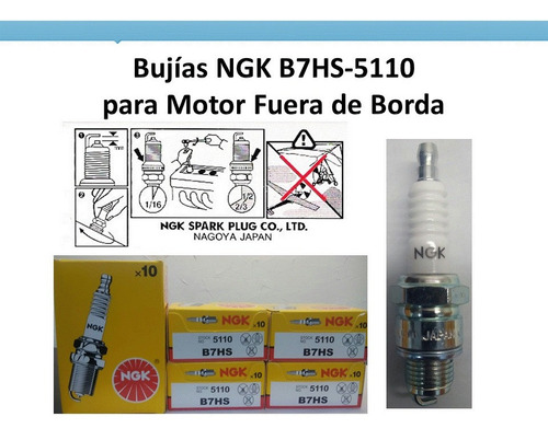 Bujias Para Motor Fuera De Borda Ngk B7hs Pack 10 Unidades