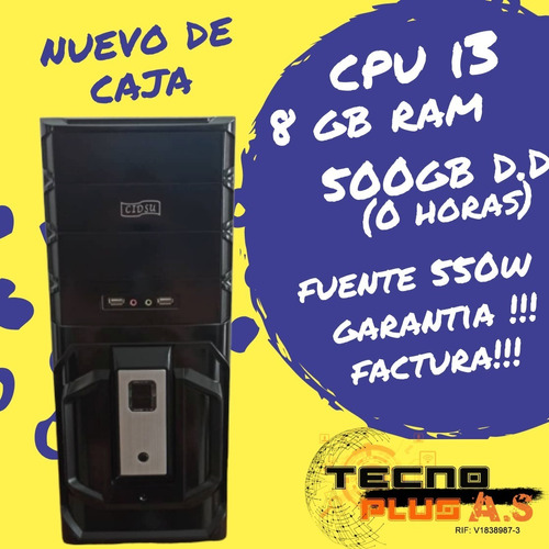 Computadora Intel Core I3 8gb Ram Hdd 500gb Nueva Pc Cpu