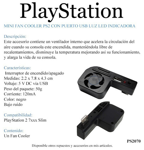 Fan Cooler Enfriador Ventilador Ps2 Por Usb Playstation
