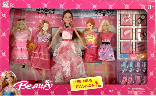 Juguete Muñeca Tipo Barbie 5 Vestidos Y Accesorios Sy8